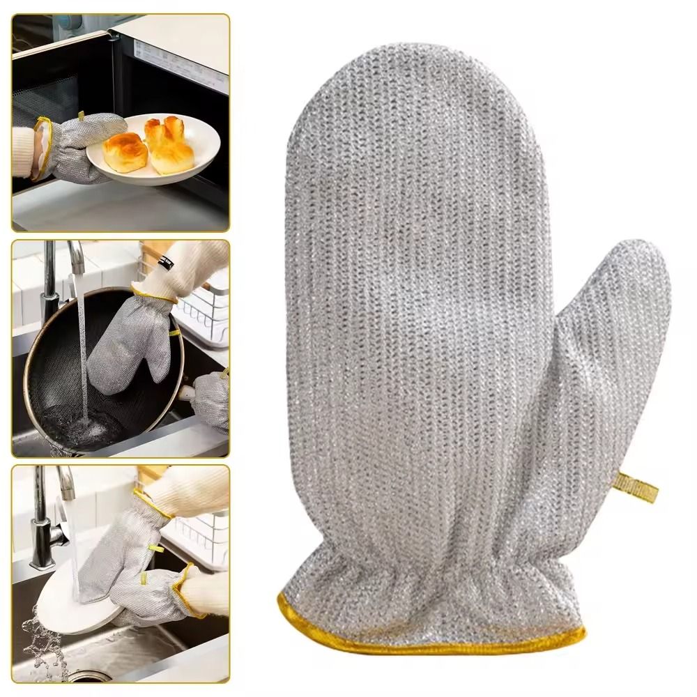 Heavy-Duty Wire Scrubber Dishwashing Mitts – Heat Resistant Steel Wire Cleaning Gloves for Pots, Pans, Grills, and Kitchen Tasks View Gallery - Pakistan