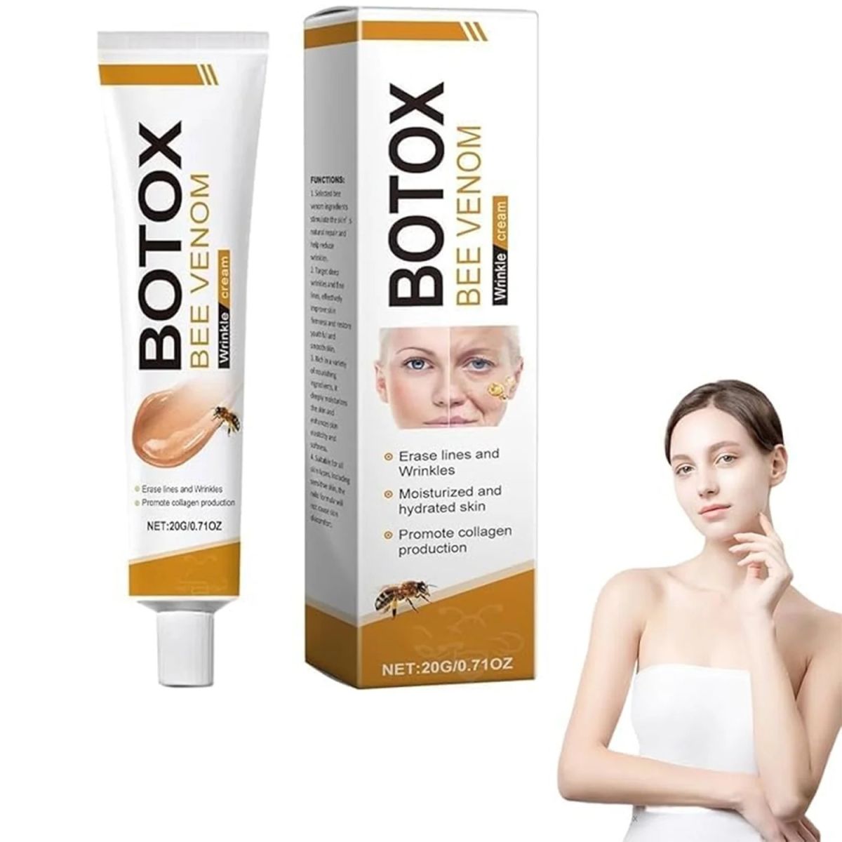 Botox Bee Venom Wrinkle Cream | Anti‑Aging Moisturizer | Collagen Boost | Reduce Wrinkles & Fine Lines 20gm View Gallery - Pakistan
