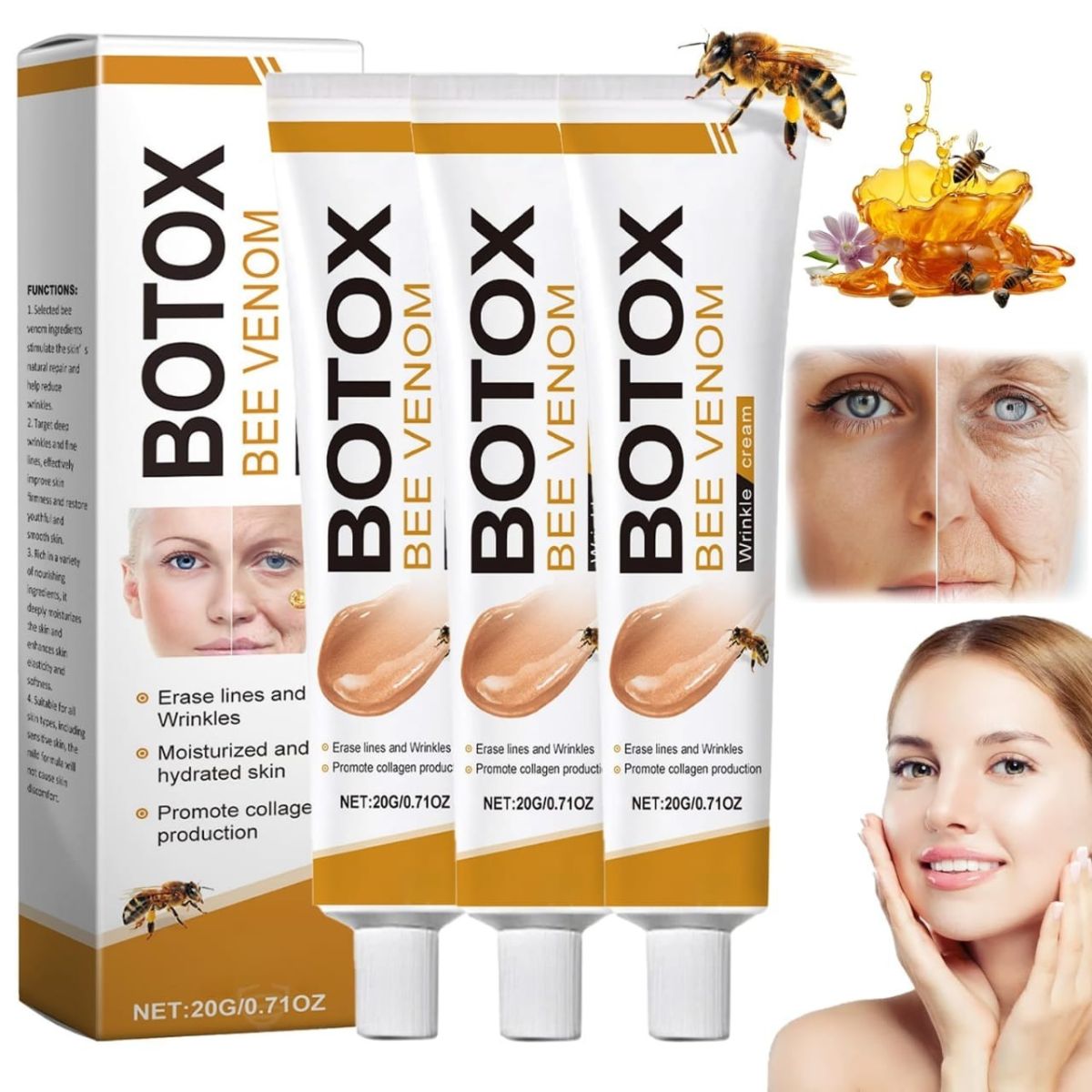 Botox Bee Venom Wrinkle Cream | Anti‑Aging Moisturizer | Collagen Boost | Reduce Wrinkles & Fine Lines 20gm View Gallery - Pakistan
