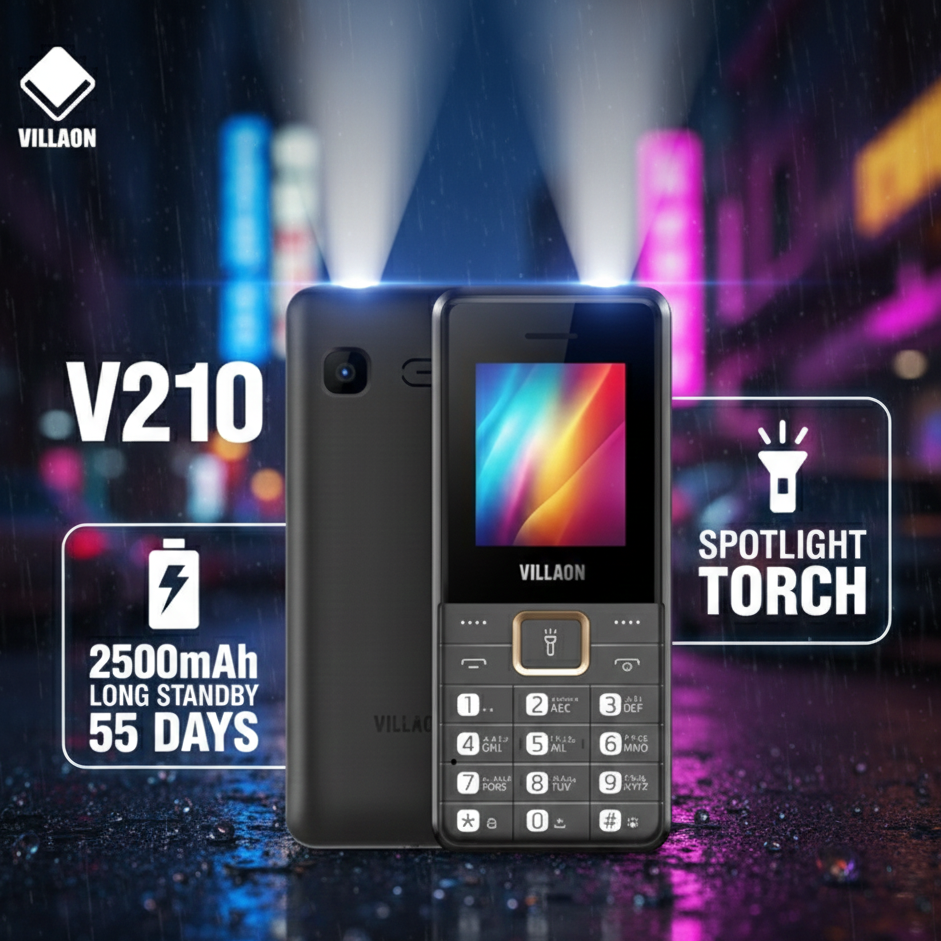 Villaon V210 1.8 Inch LCD Dual SIM Mobile With Removable 2500mAh Battery Basic Camera FM Radio Torch Light And PTA Approved (Random Color) View Gallery - Pakistan