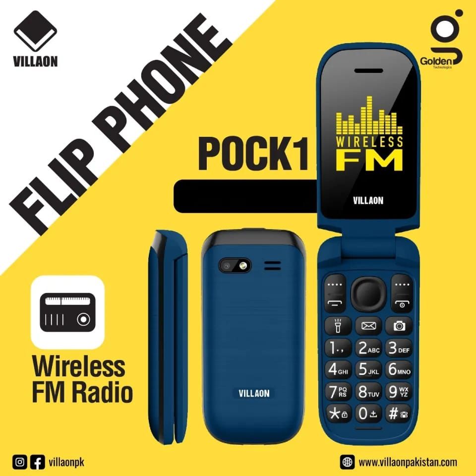 Villaon POCK1 Flip Phone – Compact Clamshell Mobile with Wireless FM Radio, Digital Camera, Dual SIM Support, and Long-Lasting Battery Life View Gallery - Pakistan