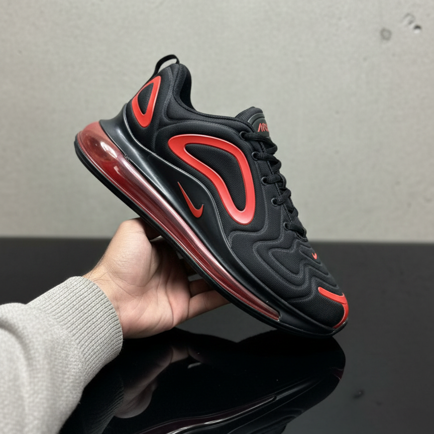 Nike Air Max 720 Sneakers In Black And Red Providing Stylish Design Comfortable Wear