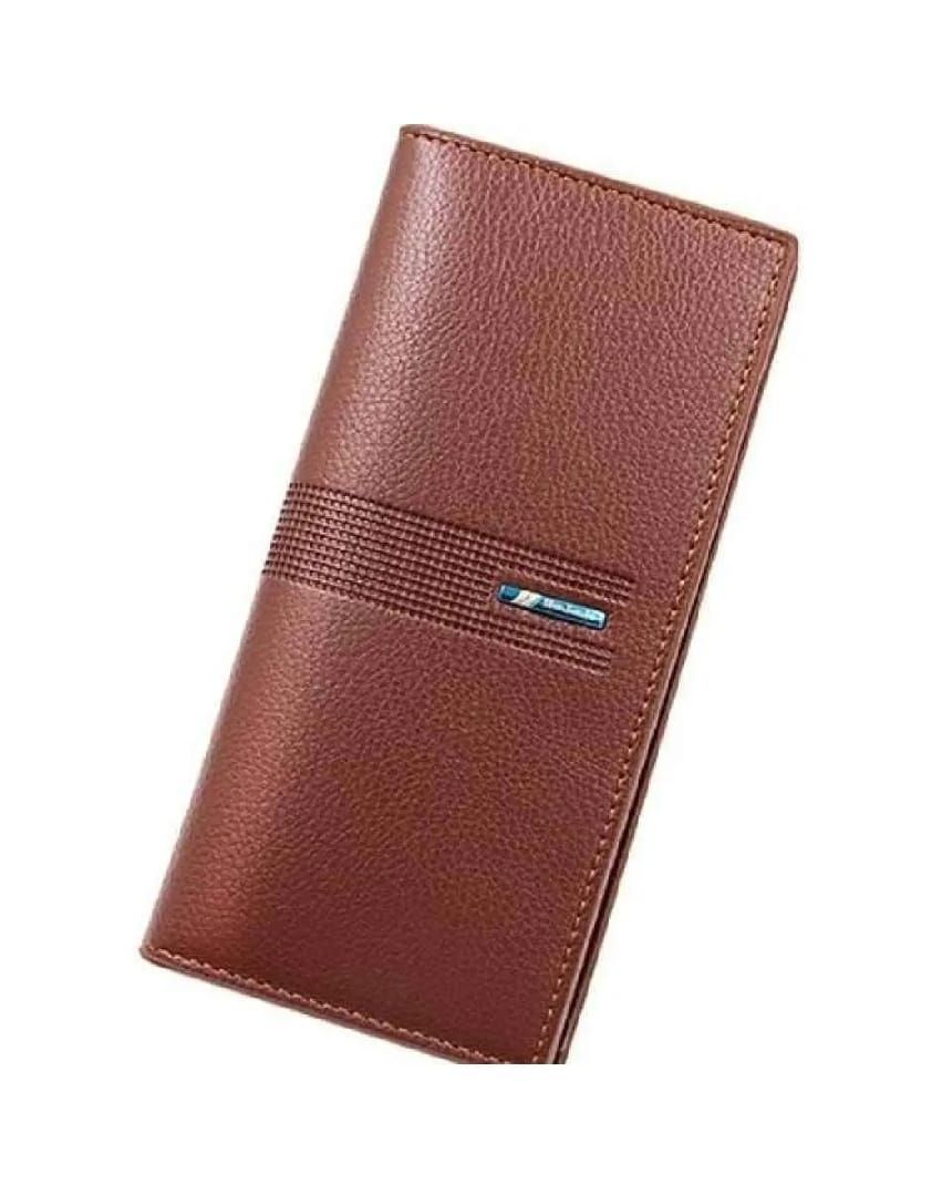 Leather Long Wallet for Men | Slim PU Leather | Money, Mobile & Card Holder | Brown View Gallery - Pakistan