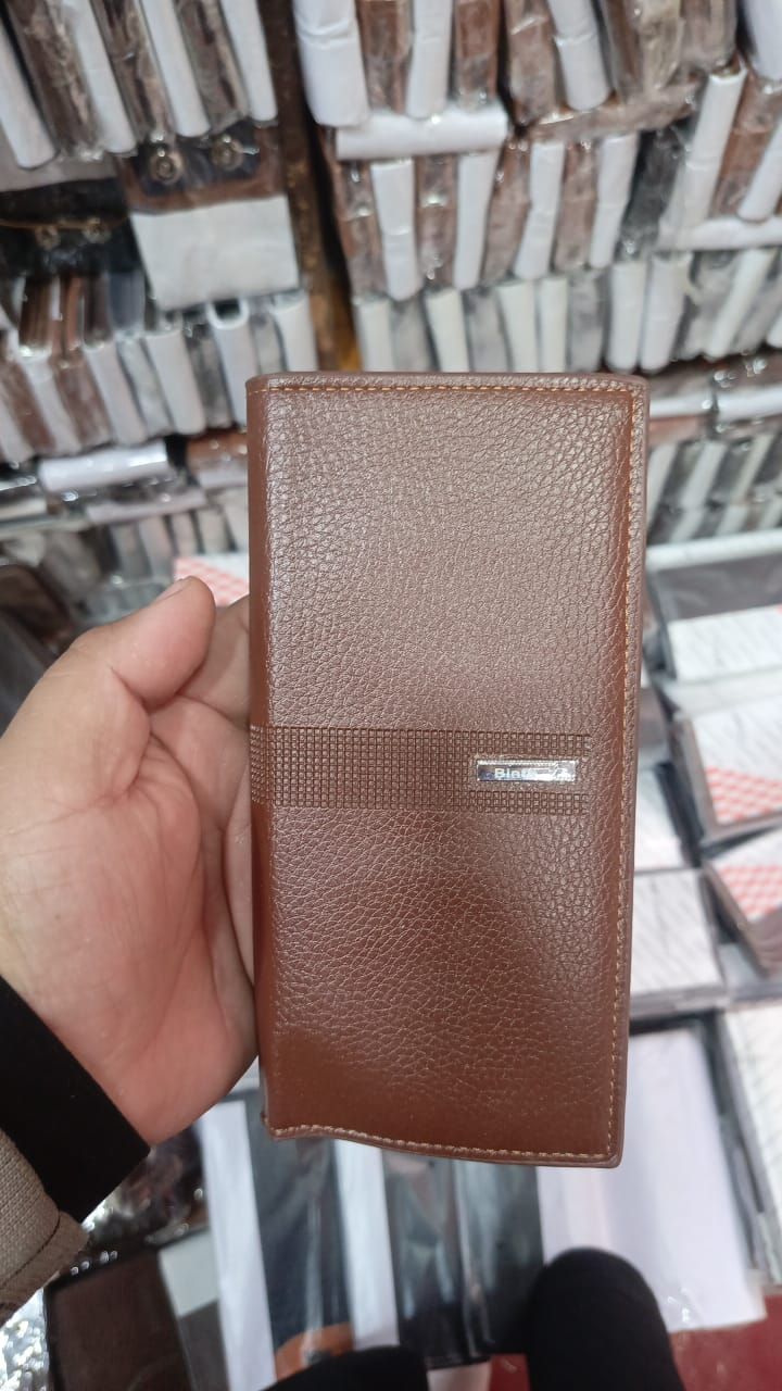 Leather Long Wallet for Men | Slim PU Leather | Money, Mobile & Card Holder | Brown View Gallery - Pakistan