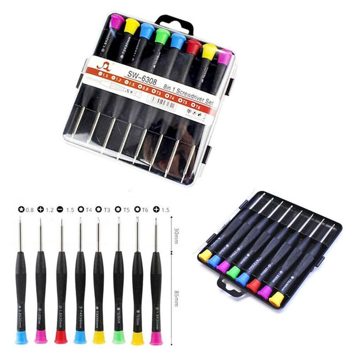Screwdriver Set 8 in 1 SW‑6308A | Mobile Repairing Kit | Torx, Star, Cross &amp; Slotted Screwdrivers