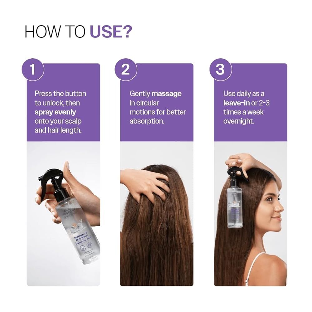 Bare Anatomy Rosemary & Rice Water Hair Growth Spray - 200ml | Boosts Thickness & Strength | Water-Based, Alcohol & Sulphate Free Formula View Gallery - Pakistan