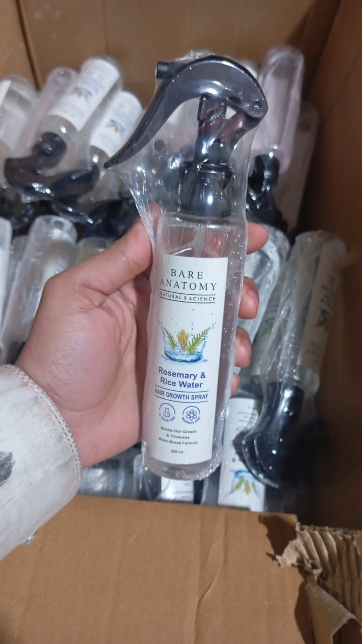 Bare Anatomy Rosemary & Rice Water Hair Growth Spray - 200ml | Boosts Thickness & Strength | Water-Based, Alcohol & Sulphate Free Formula View Gallery - Pakistan