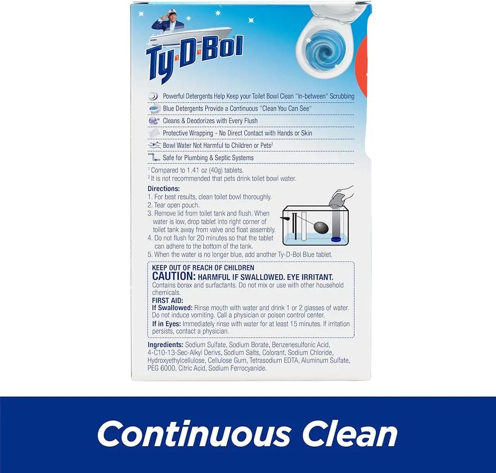 Ty-D-Bol In-Tank Blue Toilet Bowl Cleaner Tablets, Value Pack (10 Count) – Cleans, Deodorizes & Provides Continuous Blue Water Every Flush View Gallery - Pakistan