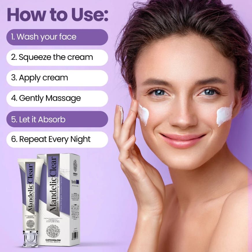 Mandelic Clear Intensely Revitalising Cream by Catchglow - Skin Brightening & Spotless Formula for Smooth, Radiant & Glowing Skin (80g) View Gallery - Pakistan