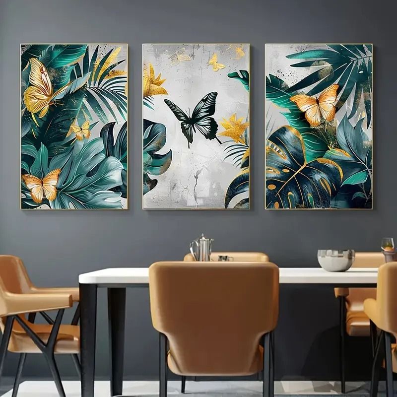 Set of 3 wall art sticky wooden canvas frames for home decore / sticky phototiles View Gallery - Pakistan