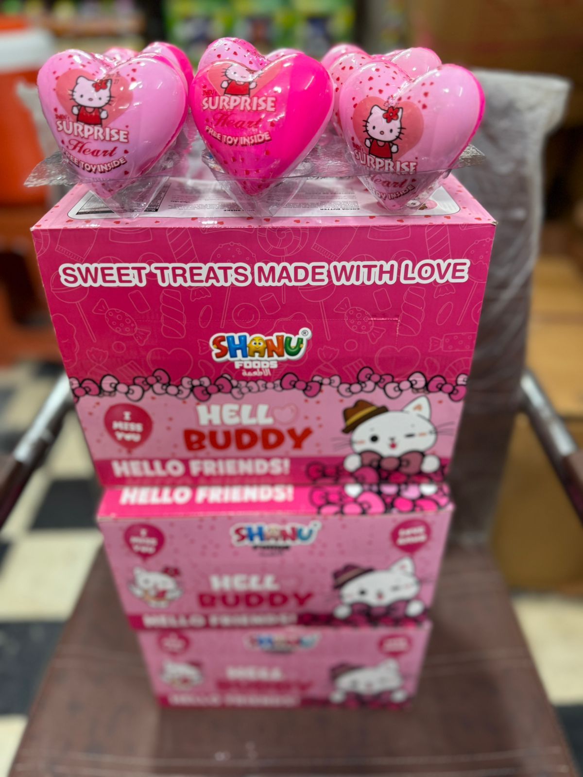 Shanu Foods Hello Buddy Surprise Heart Candies | 100pcs Box | Sweet Treats for Kids & Parties View Gallery - Pakistan