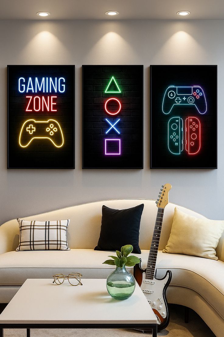 3pcs Gaming Zone Stickytiles Frames Providing Dynamic Design Bold Look Durable Quality