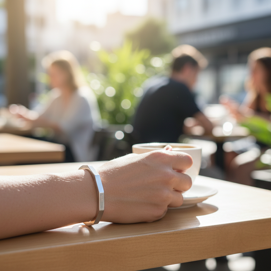 The Heptagon Eclipse: Handcrafted Geometric Titanium Cuff View Gallery - Pakistan