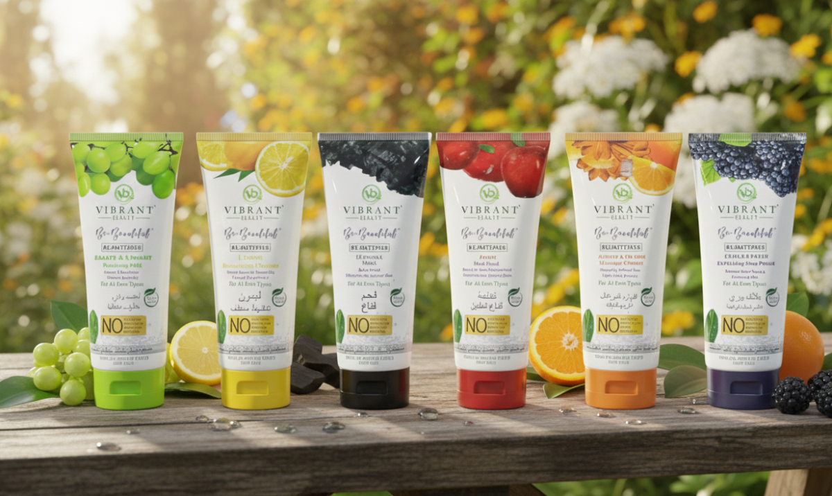 Vibrant Health "Be Beautiful" Premium Botanical Face Wash Series – 6-Pack Infusion Set with Natural Fruit Extracts &amp; Antioxidants for Radiant, All-Day Glow