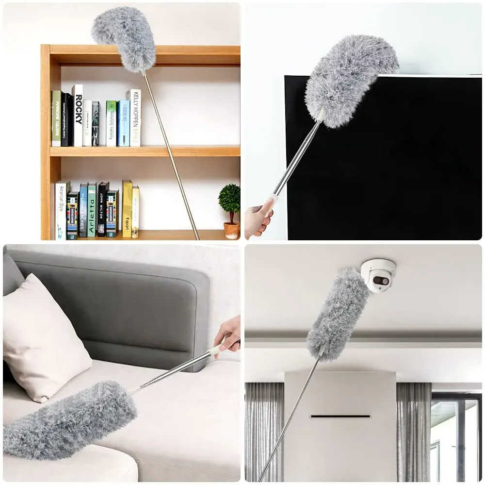 Microfiber Fan Duster | Telescopic Extendable Gray Duster | 360 Flexible Dirt & Dust Duster For Home Office Use | Micro Fiber Duster View Gallery - Pakistan