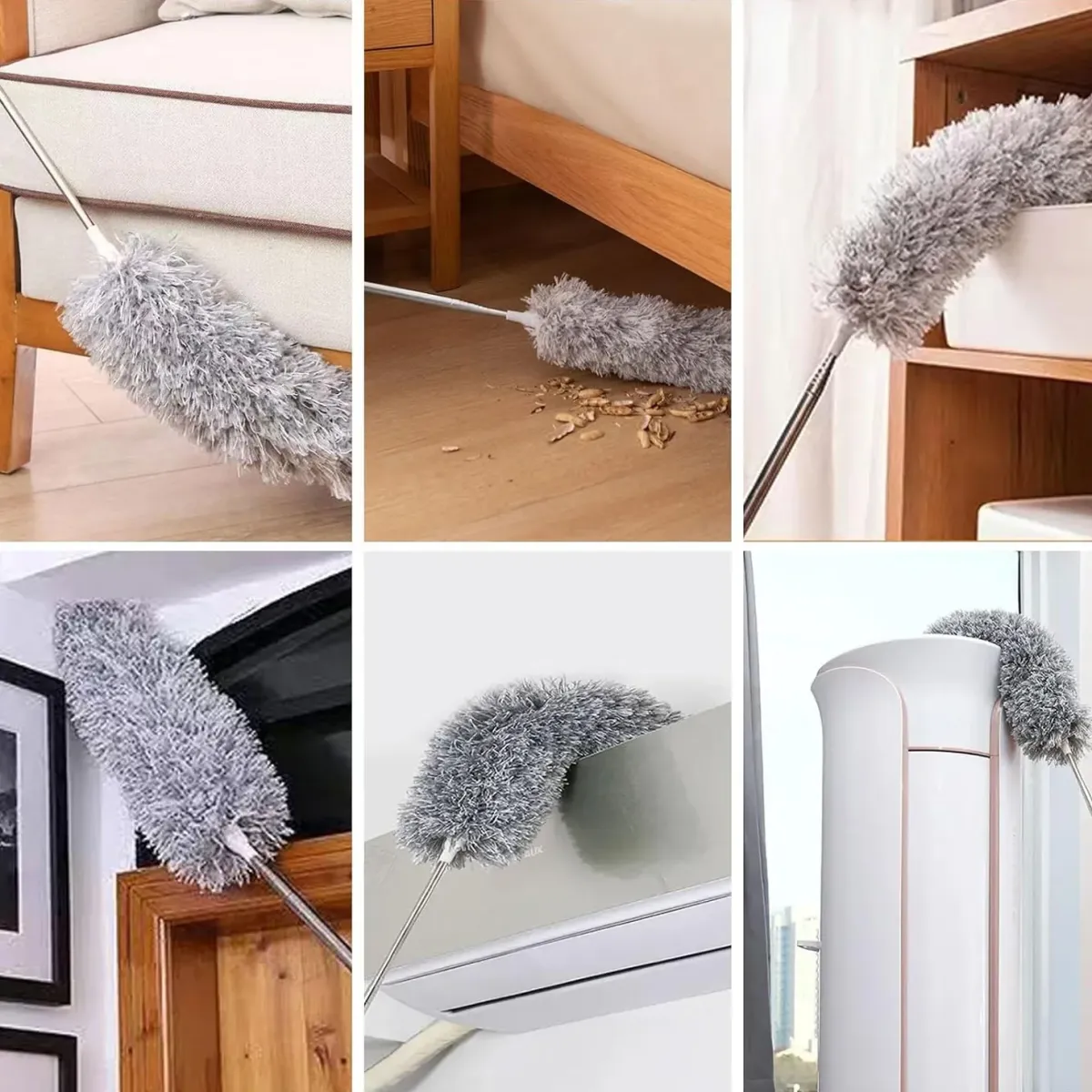 Microfiber Fan Duster | Telescopic Extendable Gray Duster | 360 Flexible Dirt & Dust Duster For Home Office Use | Micro Fiber Duster View Gallery - Pakistan