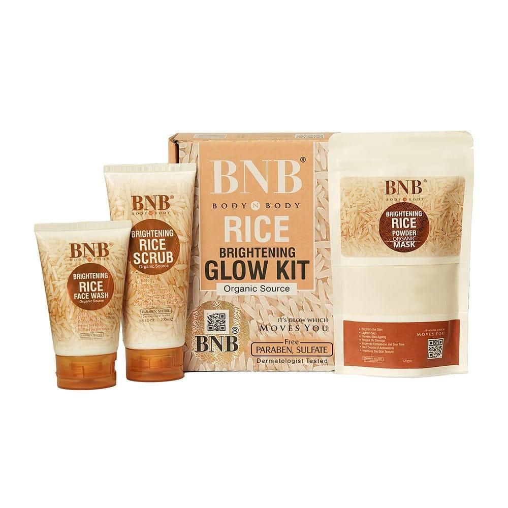 BNB Rice Brightening Glow Kit – Organic Rice Face Wash, Rice Scrub & Rice Powder Mask for Radiant & Even Skin Tone View Gallery - Pakistan