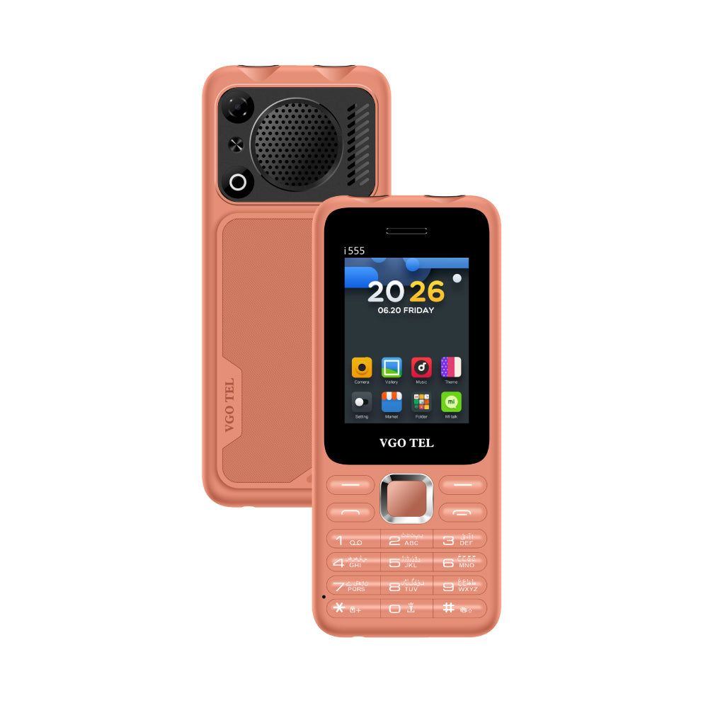 VGO TEL i555 Rugged Feature Phone | 2.4" Display | Dual SIM | Loud Speaker | Big Battery | Salmon Pink View Gallery - Pakistan