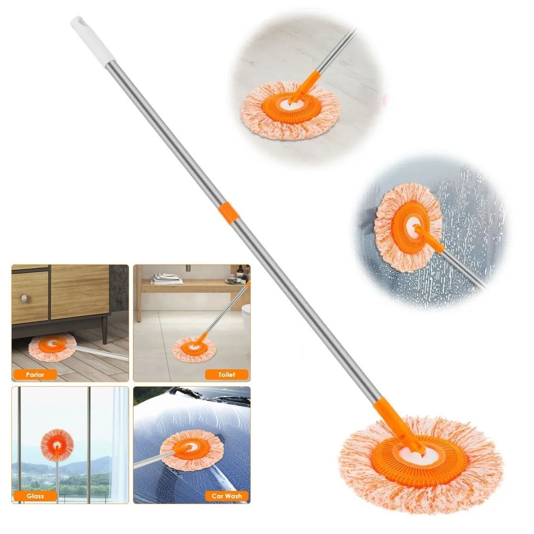 360° Rotating Multi-Functional Spin Mop with Extendable Stainless Steel Handle | All-in-One Microfiber Cleaning Tool for Floors, Windows, Toilets, and Car Washing View Gallery - Pakistan