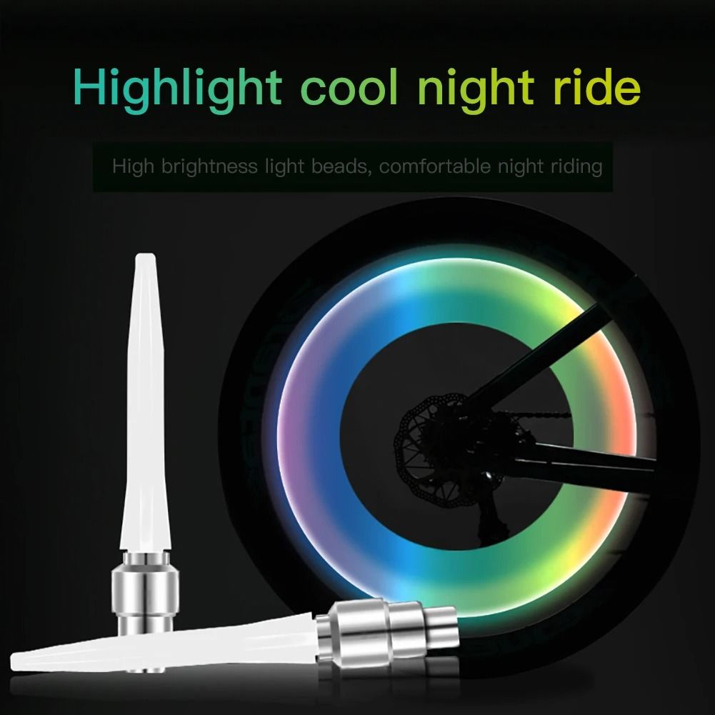 Pack Of Two Pieces Led Wheel Reflectors Wheel Valve Light For Bike Tyres Car Tyre Bicycle Tyre Multicolor Providing Bright Illumination