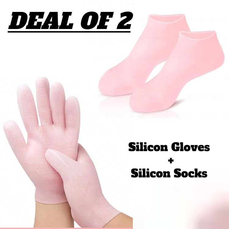 Silicone Moisturizing Gel Socks &amp; Gloves Pack (64g) | Deep Repair for Dry Hands &amp; Feet | Winter Care Deal