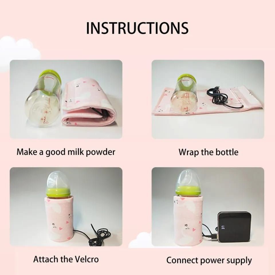 Portable USB Feeder Warmer Pouch | 42°C Constant Heating | Easy‑to‑Carry | Random Design View Gallery - Pakistan