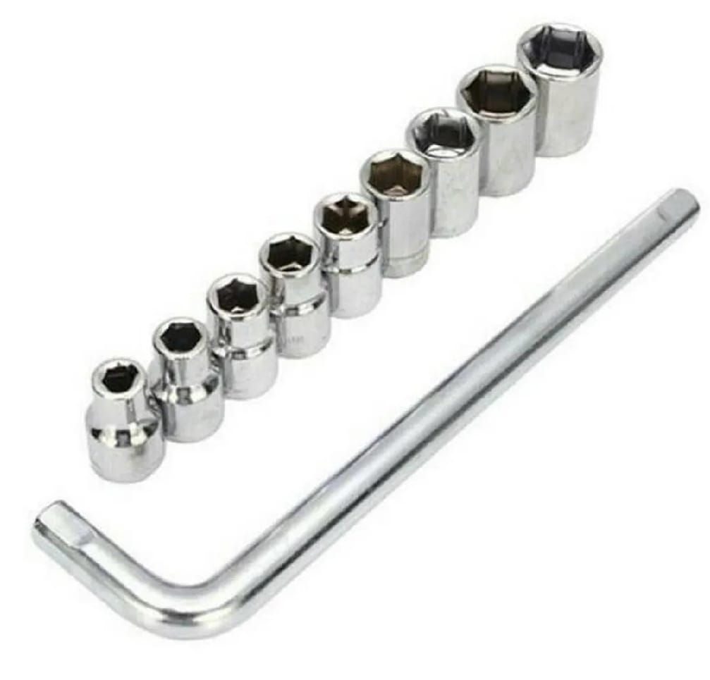 Professional Heavy Duty Socket Wrench Set | 9Pc Tool Kit | 1/2″ Drive | 8‑24mm Metric Sockets + L Wrench View Gallery - Pakistan