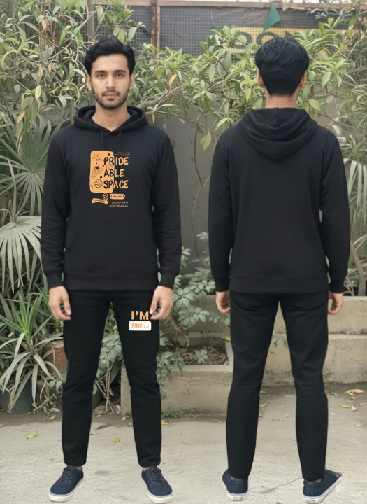 Men's Black Printed Tracksuit Trendy Design Casual Comfortable Style View Gallery - Pakistan