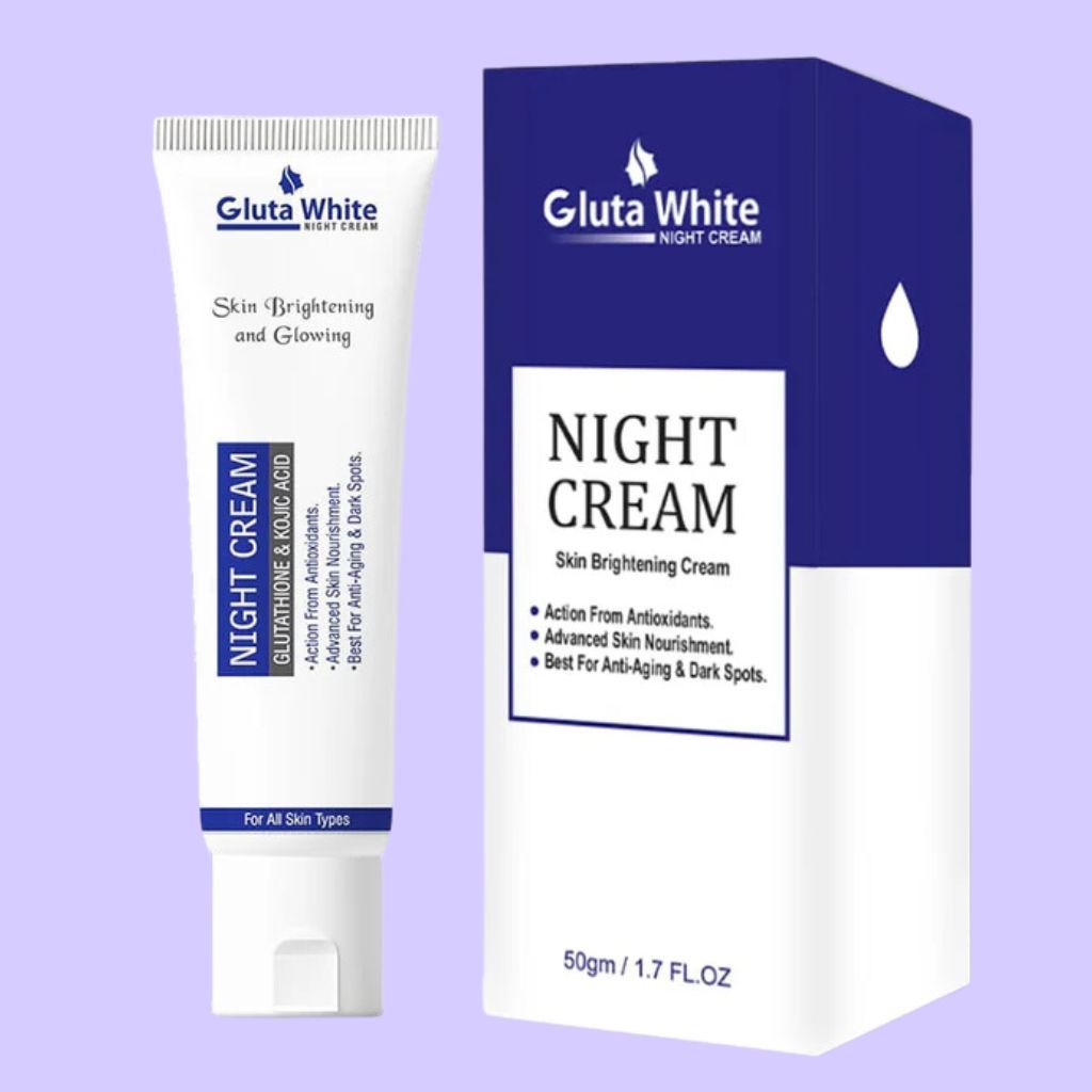 Gluta White Advanced Skin Brightening Night Cream – Powerful Glutathione &amp; Kojic Acid Formula for Dark Spots, Anti-Aging, and Radiant Skin (50g)