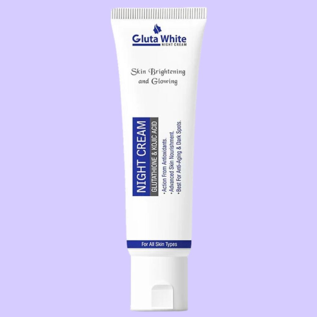 Gluta White Advanced Skin Brightening Night Cream – Powerful Glutathione & Kojic Acid Formula for Dark Spots, Anti-Aging, and Radiant Skin (50g) View Gallery - Pakistan