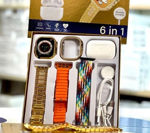 H9 Ultra 2 Smart Watch | Original Full Display | AirPods 3 BT | 6‑in‑1 Set with Cover &amp; Straps