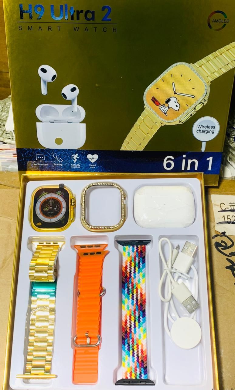H9 Ultra 2 Smart Watch | Original Full Display | AirPods 3 BT | 6‑in‑1 Set with Cover & Straps View Gallery - Pakistan