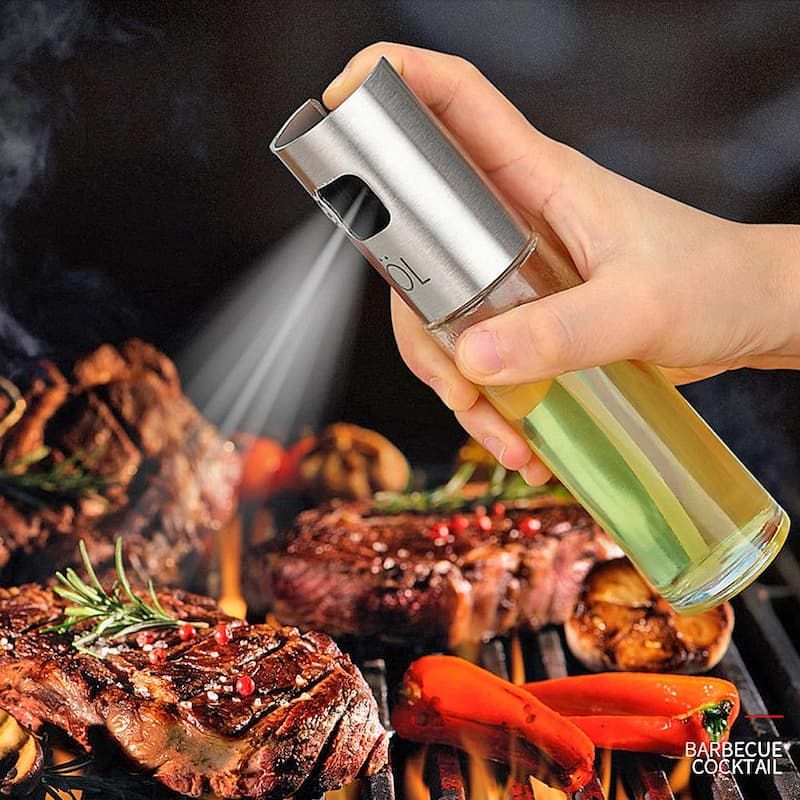 Oil Spray Bottle / 100ml Glass Oil Sprayer For Kitchen Use / Cooking, BBQ, Baking, Frying, Salad Dressing Oil Spray Bottle  (Random color)
