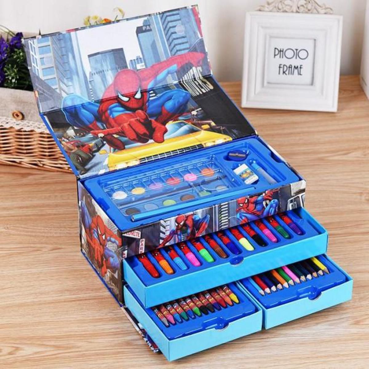 Multi Colour 54 Pieces Kids Art Artist Set In A Box With Drawers Pens Pencils Crayons Paints Providing Creative Designs