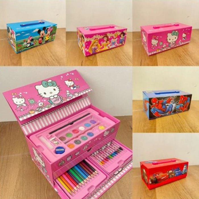 Multi Colour 54 Pieces Kids Art Artist Set In A Box With Drawers Pens Pencils Crayons Paints Providing Creative Designs View Gallery - Pakistan