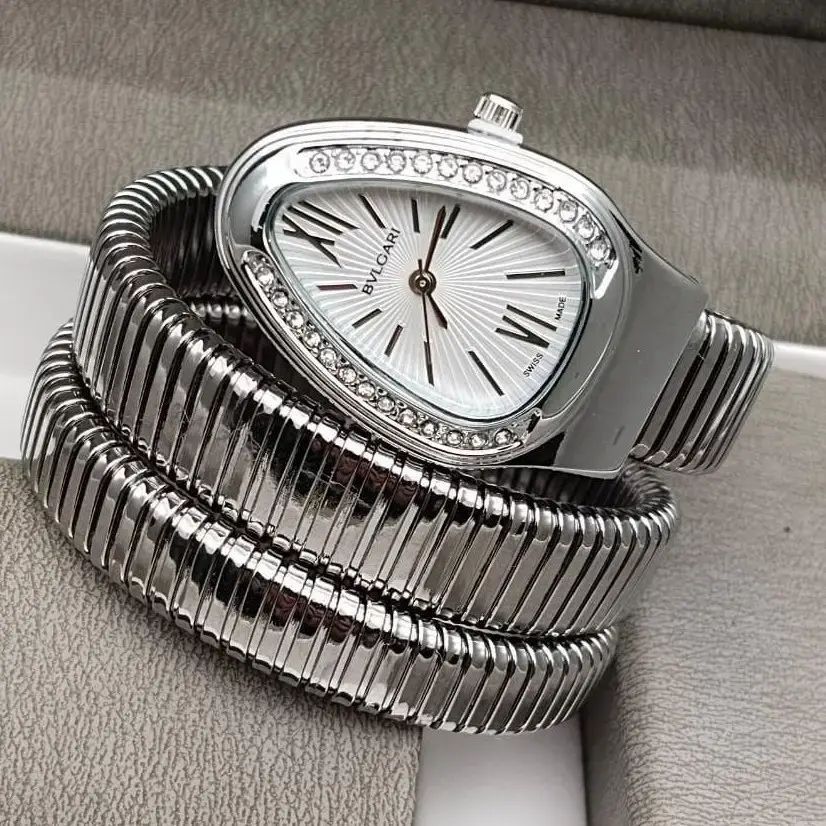 Triple‑Wrap Snake Watch | Diamond‑Set Bezel | Luxury Fashion Accessory View Gallery - Pakistan