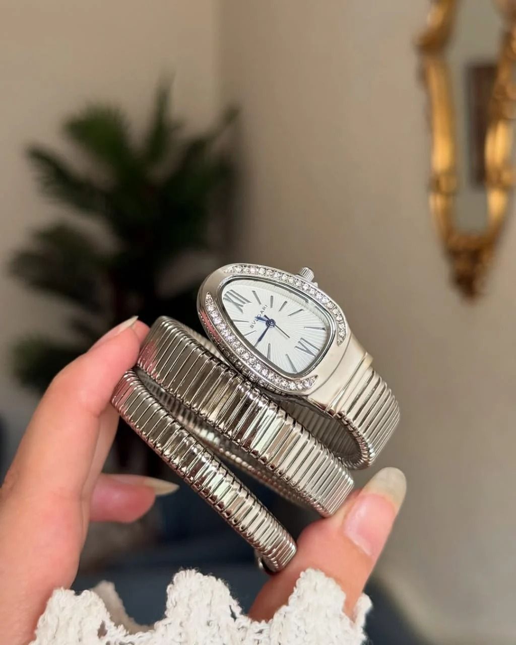 Triple‑Wrap Snake Watch | Diamond‑Set Bezel | Luxury Fashion Accessory View Gallery - Pakistan