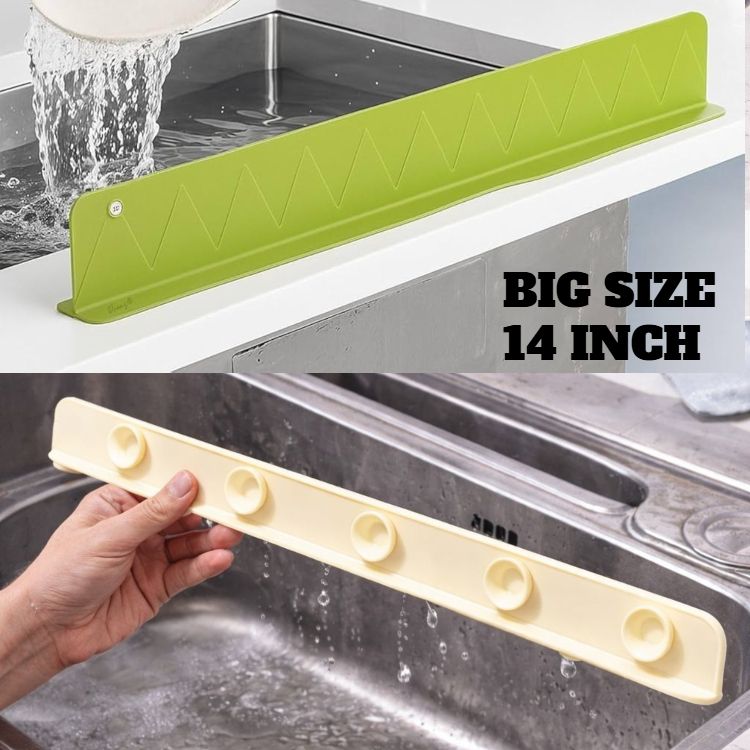 Silicon Sink Splash Guard With Suction Cups / 14Inch Strong Suction Kitchen Sink Water Splash Guard