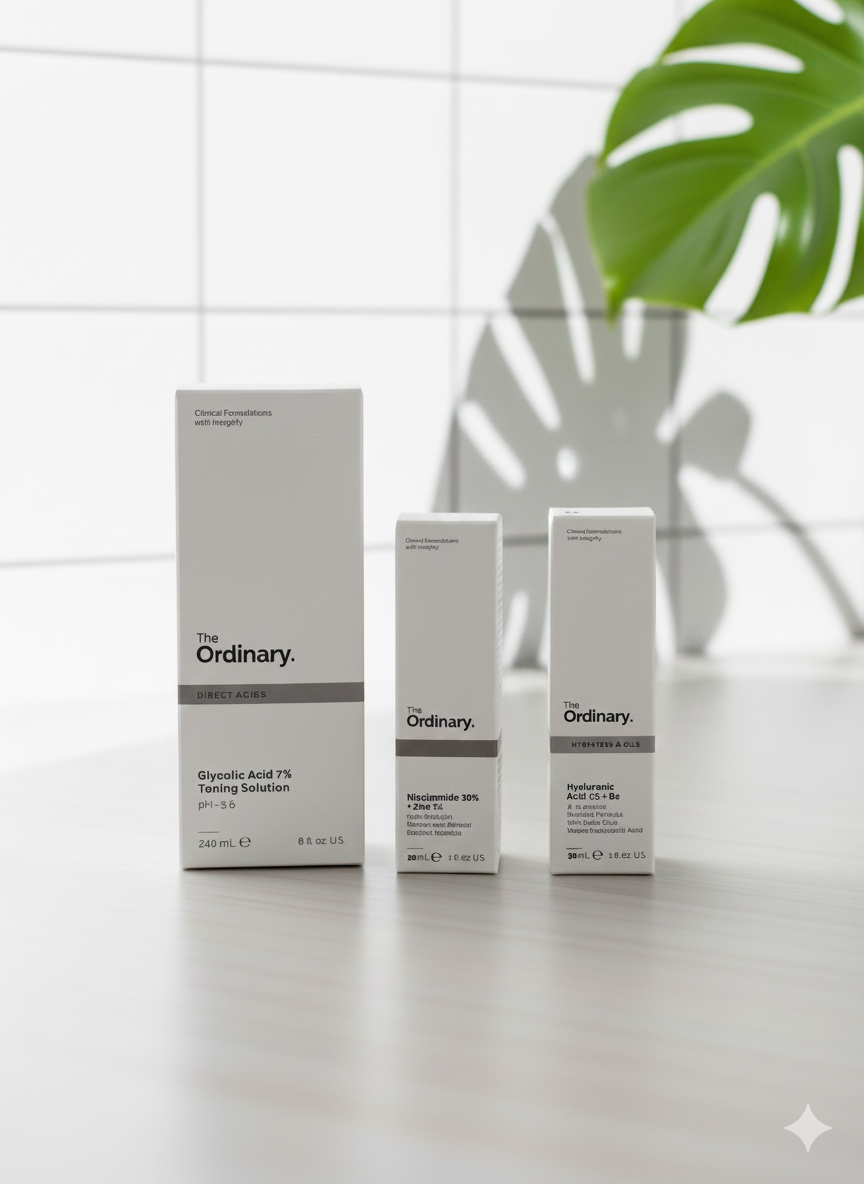 The Ordinary Essentials Collection: Glycolic Acid 7% Toning Solution, Niacinamide 10% + Zinc 1%, and Hyaluronic Acid 2% + B5 Hydration Set View Gallery - Pakistan