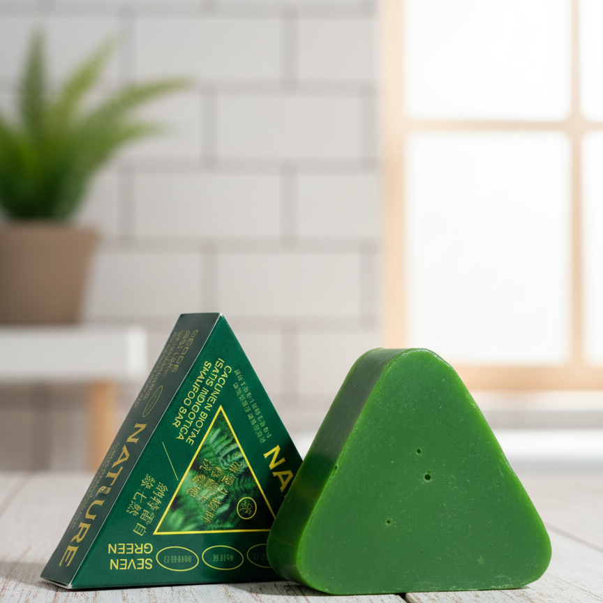 Nature Seven Green Herbal Shampoo Bar: Premium Cacumen Biotae &amp; Isatis Indigotica Solid Formula for Scalp Health and Hair Revitalization