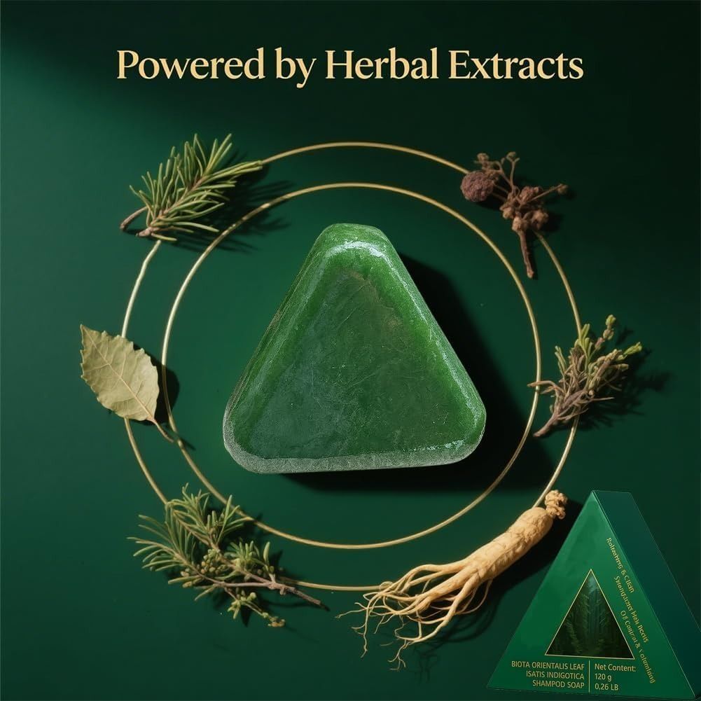 Nature Seven Green Herbal Shampoo Bar: Premium Cacumen Biotae & Isatis Indigotica Solid Formula for Scalp Health and Hair Revitalization View Gallery - Pakistan