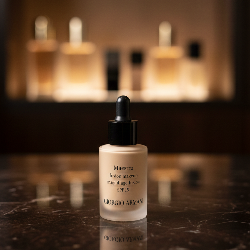 Maestro Fusion Makeup SPF 15 by Giorgio Armani: The Revolutionary Skin-Perfecting Serum Foundation for a Natural, Luminous Glow View Gallery - Pakistan