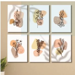 Set of 6 Wall Art Wooden Phototile Frames Spiritual Vibe Elegant Home Interior Wall Decor View Gallery - Pakistan
