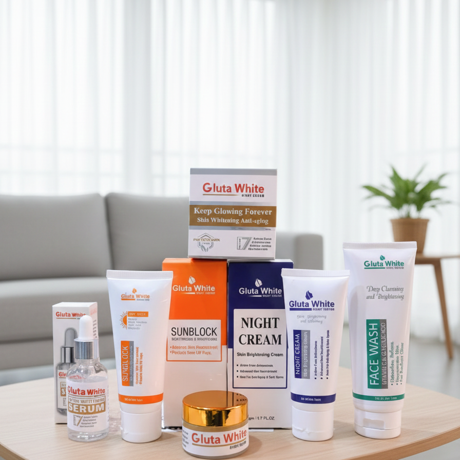 5‑in‑1 Gluta White Skincare Set | Face Cream, Facewash, Serum, Sunblock &amp; Night Cream