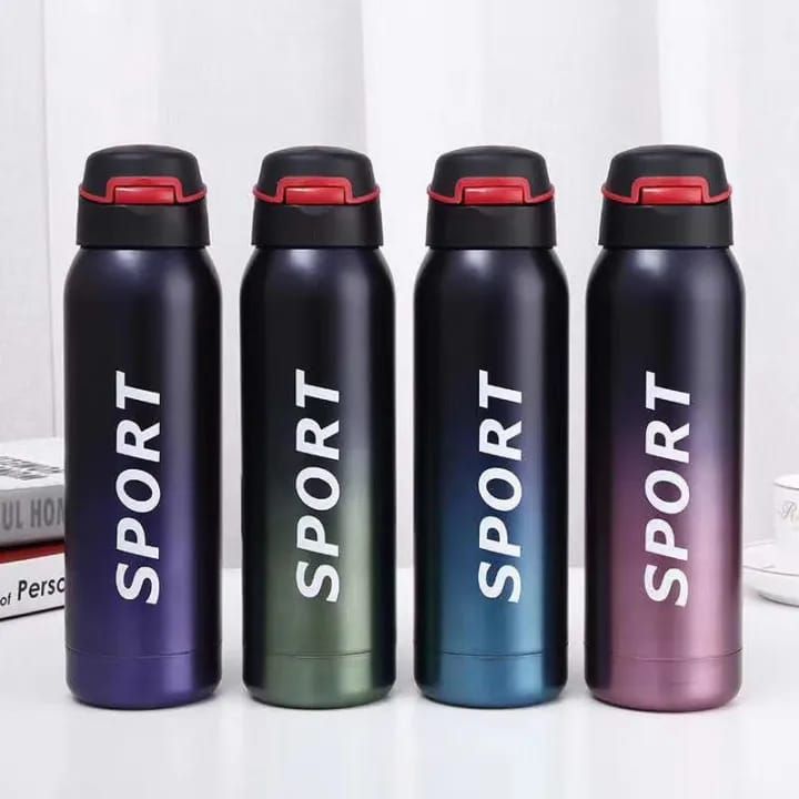 Stainless Steel Double Wall Vacuum Flask | 500 ml Sports Water Bottle | With Straw | Insulated View Gallery - Pakistan