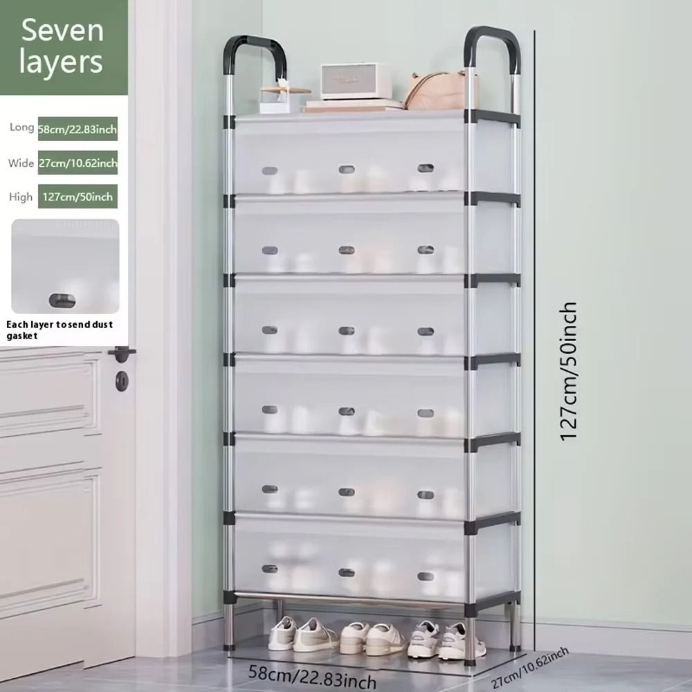 Modern Multi‑Layer Shoe Storage Rack | Dustproof Cover & Handles | Space‑Saving Organizer View Gallery - Pakistan