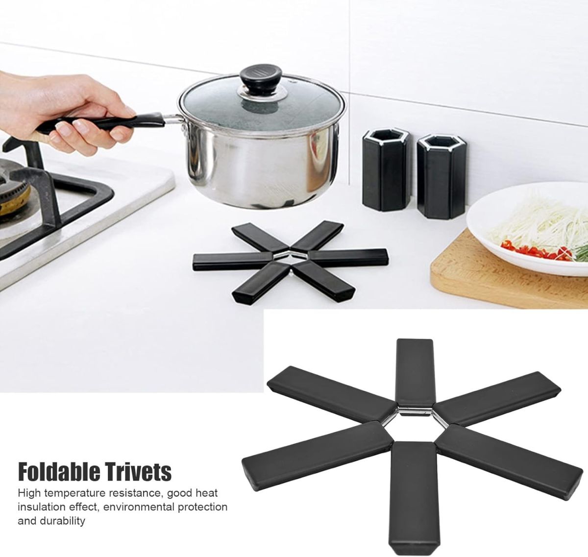 Premium Folding Silicone Pot Mat – Heat-Resistant, Non-Slip Expandable Trivet for Kitchens & Restaurants (Black) View Gallery - Pakistan