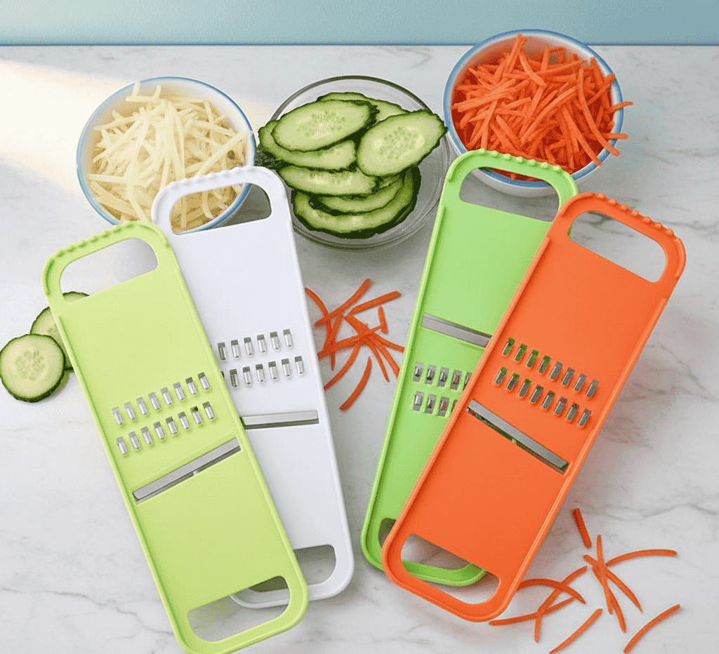 Handheld Stainless Steel Vegetable Mandoline Slicer and Julienne Grater Set for Efficient Kitchen Food Preparation and Creative Garnishing View Gallery - Pakistan
