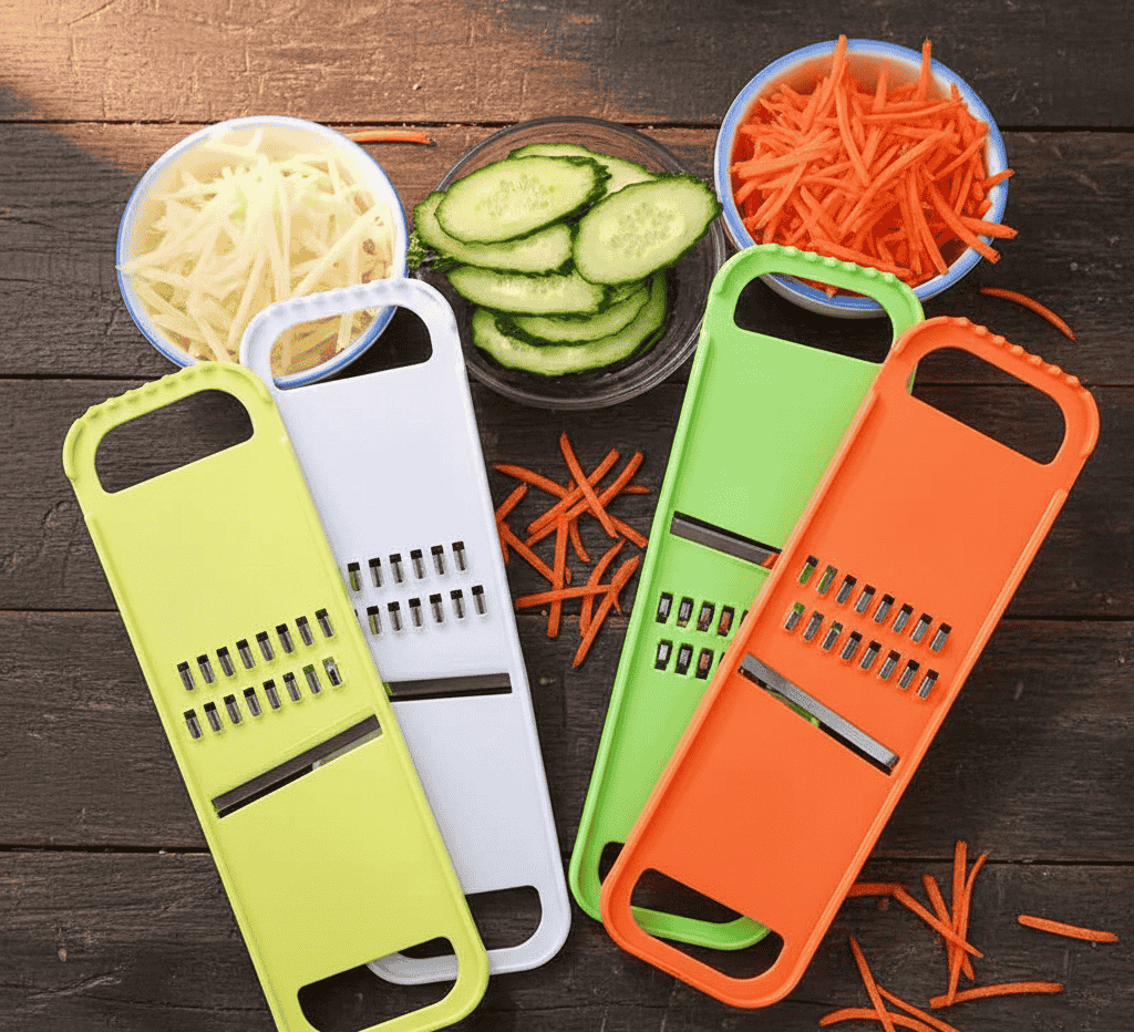Handheld Stainless Steel Vegetable Mandoline Slicer and Julienne Grater Set for Efficient Kitchen Food Preparation and Creative Garnishing View Gallery - Pakistan