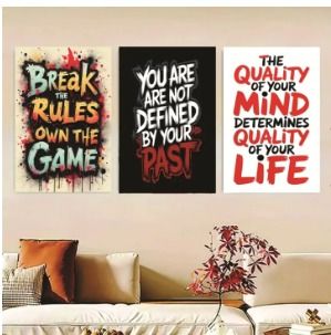 Set of 3 Wooden Photo Tile Wall Art Frames (8×11 Inches) – Premium MDF Spiritual Wall Décor with Easy Stick Back View Gallery - Pakistan